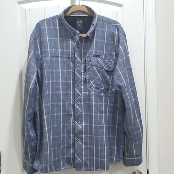Wrangler ATG Mens Large Shirt , Blue Plaid All Terrain Gear Fishing Hiking, XL - Picture 1 of 5